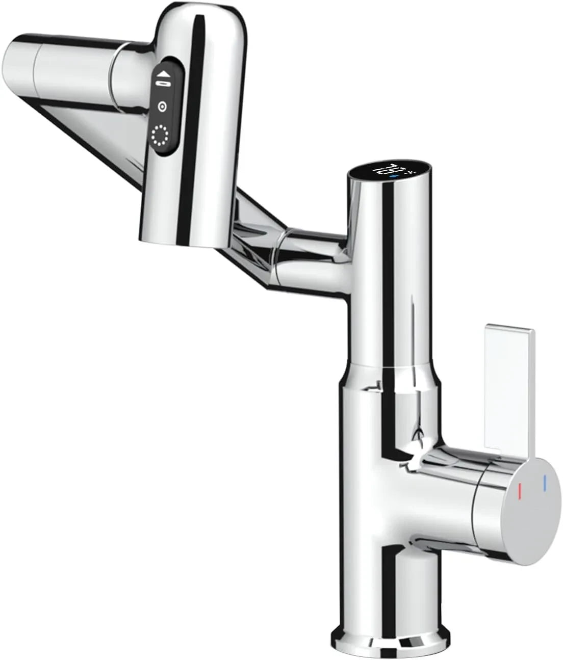 Rotatable bathroom faucet with Fahrenheit temperature display