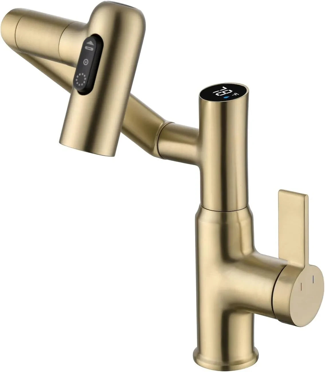 Rotatable bathroom faucet with Fahrenheit temperature display