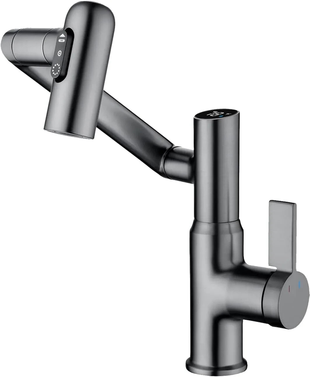 Rotatable bathroom faucet with Fahrenheit temperature display