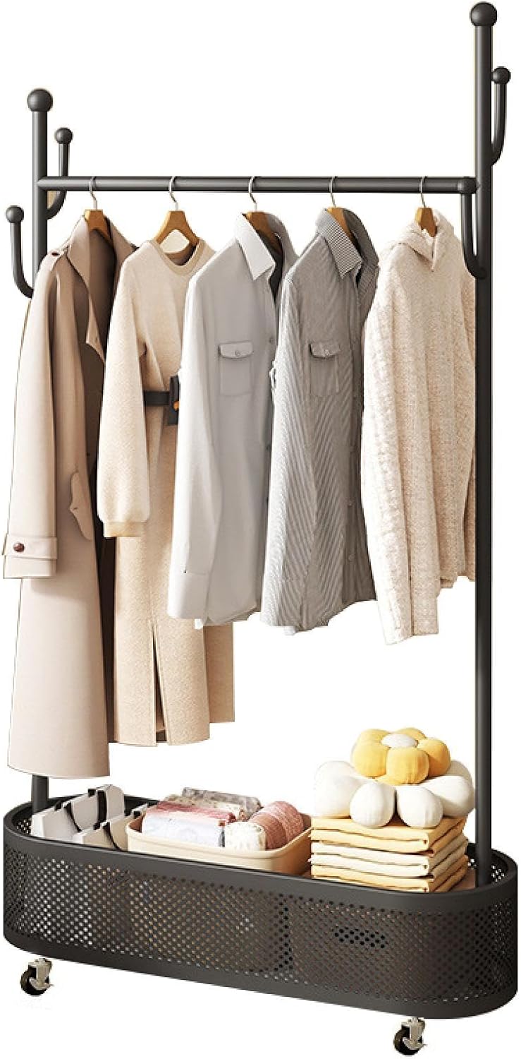 Wrought iron floor hanging clothes rack