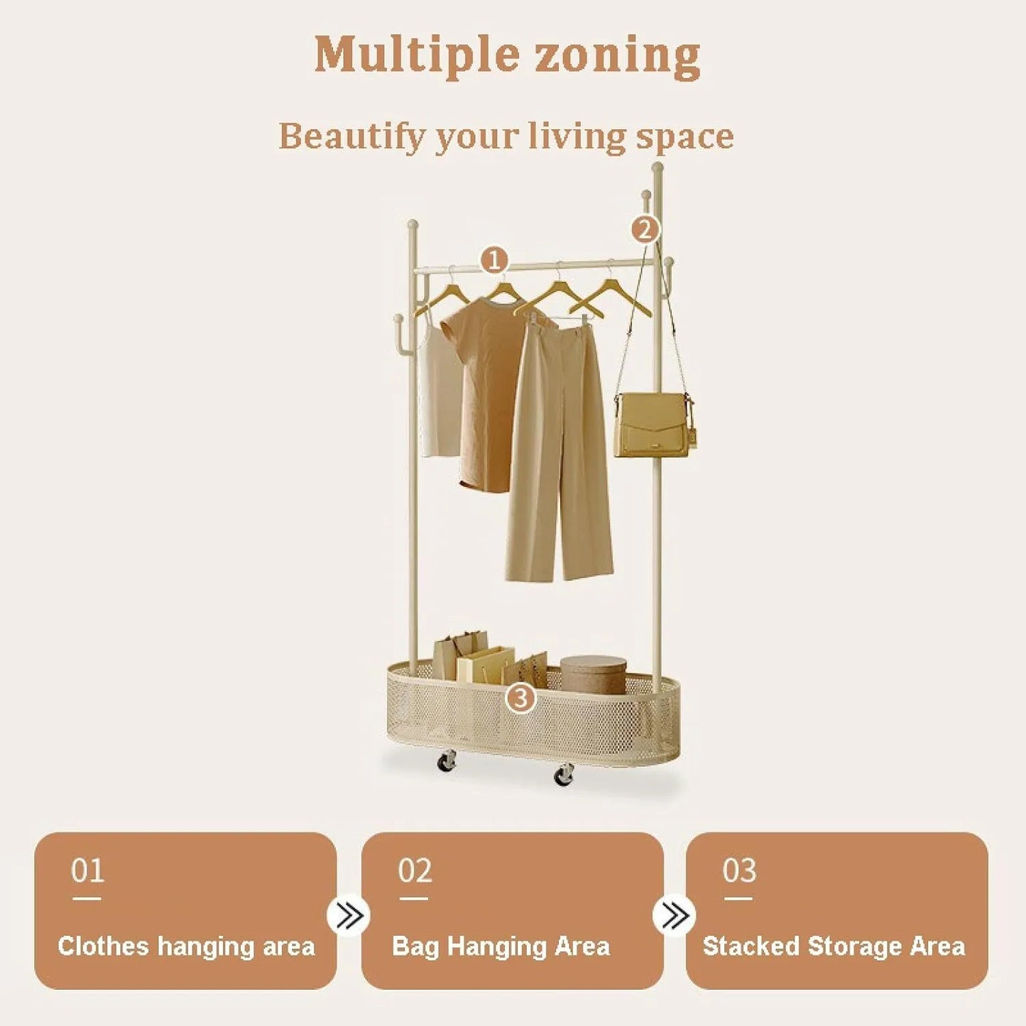 Wrought iron floor hanging clothes rack