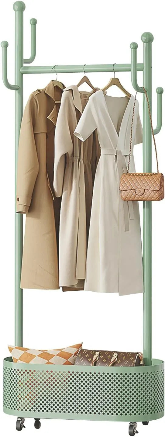 Wrought iron floor hanging clothes rack