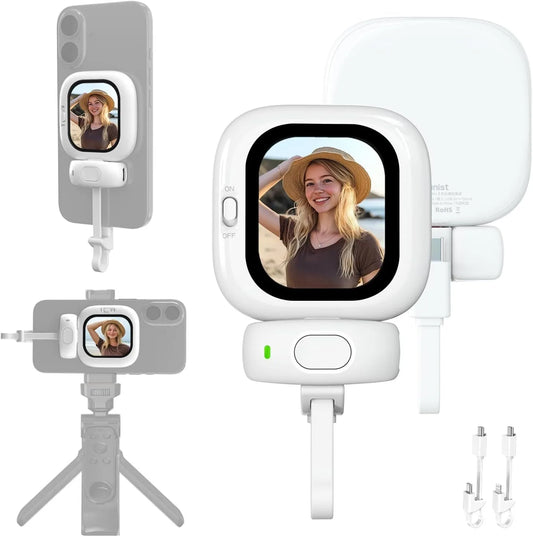 Selfie video blog display screen