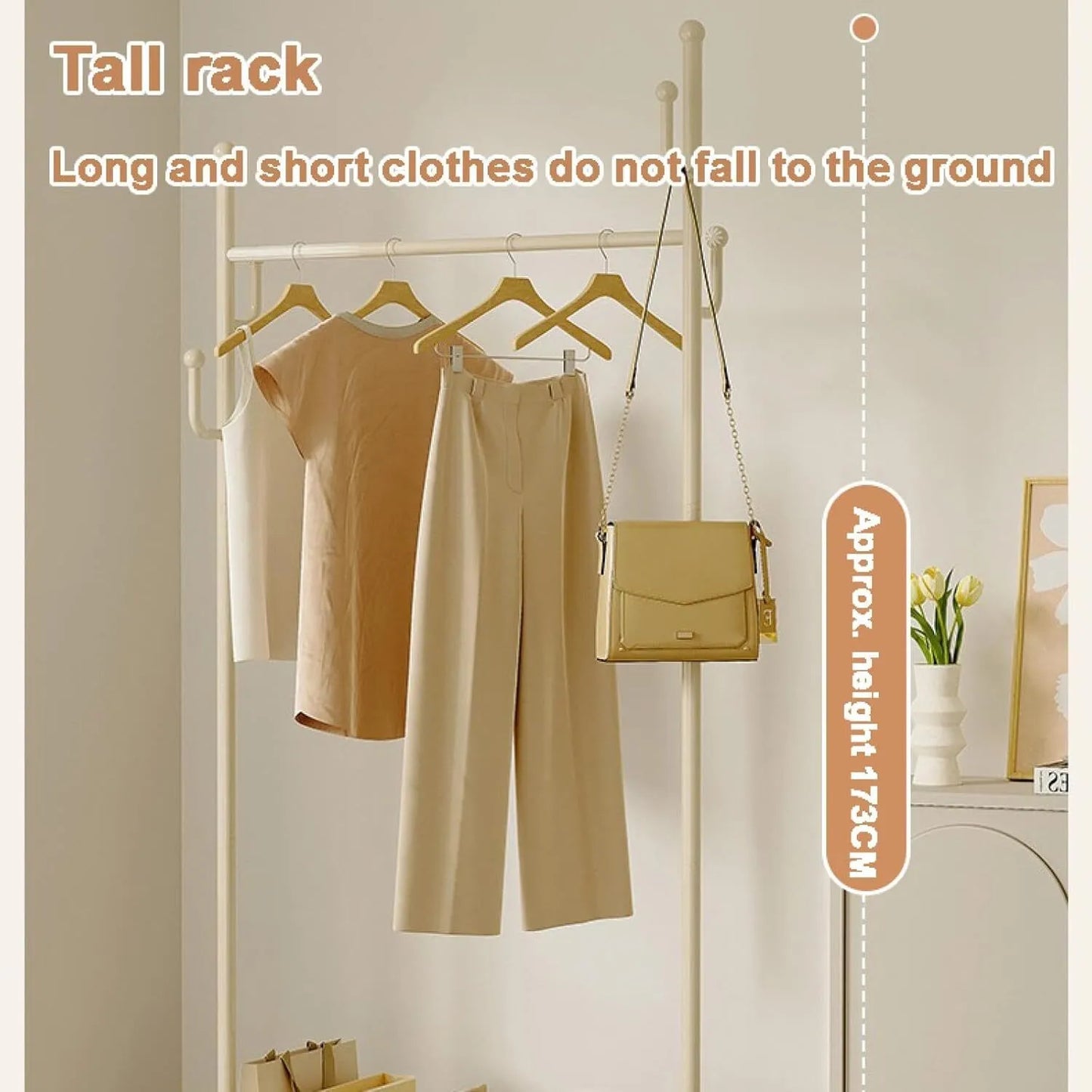 Wrought iron floor hanging clothes rack