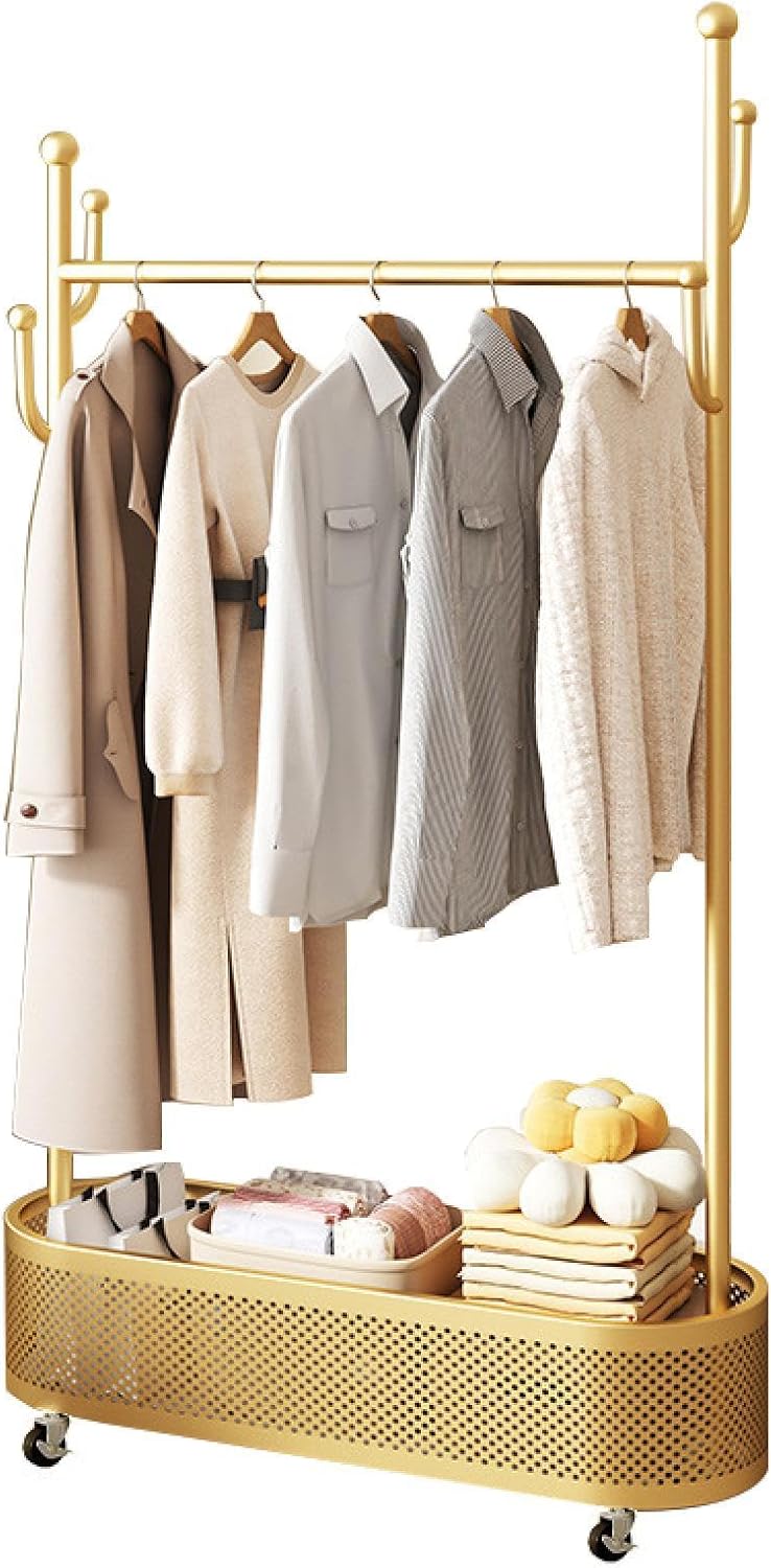 Wrought iron floor hanging clothes rack