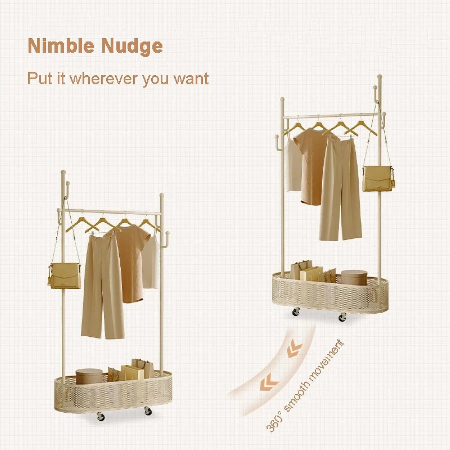 Wrought iron floor hanging clothes rack