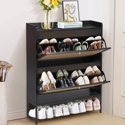 Freestanding shoe cabinet storage organizer