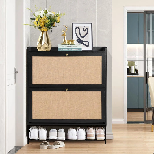 Freestanding shoe cabinet storage organizer
