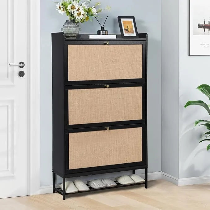 Freestanding shoe cabinet storage organizer
