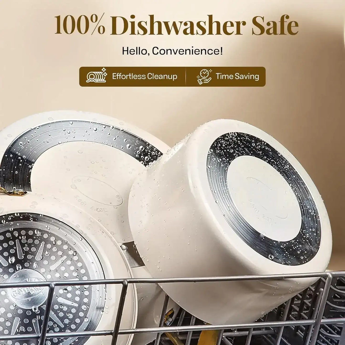 Ceramic soup pot with strainer lid and rotating locking handle