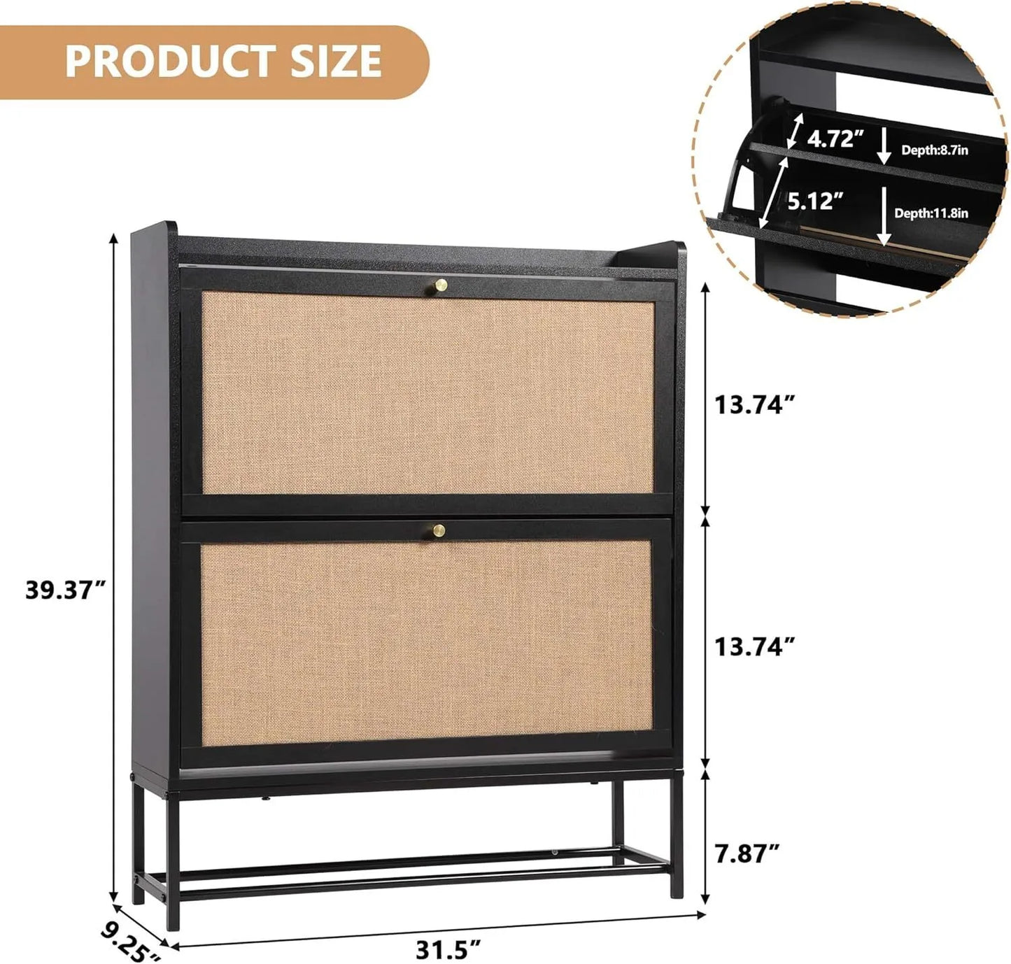 Freestanding shoe cabinet storage organizer