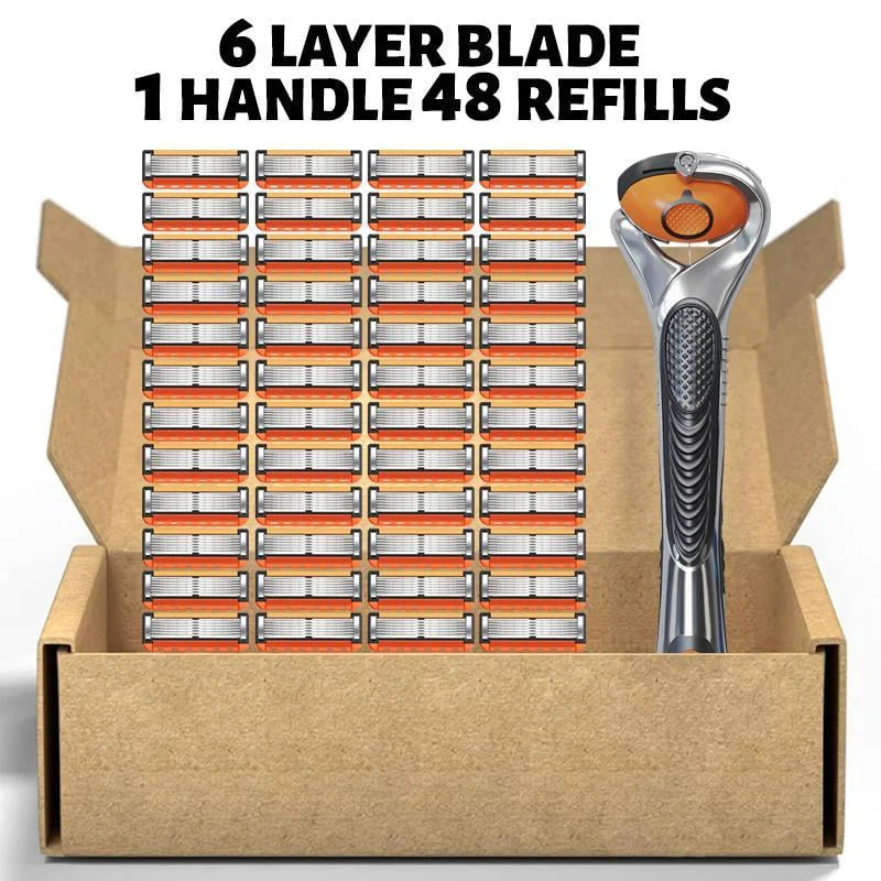 48-Piece Men's Razor Blade Replacement Set with Free Handle